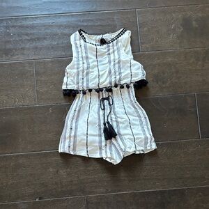 Rare Editions Black and White Striped Kids Romper